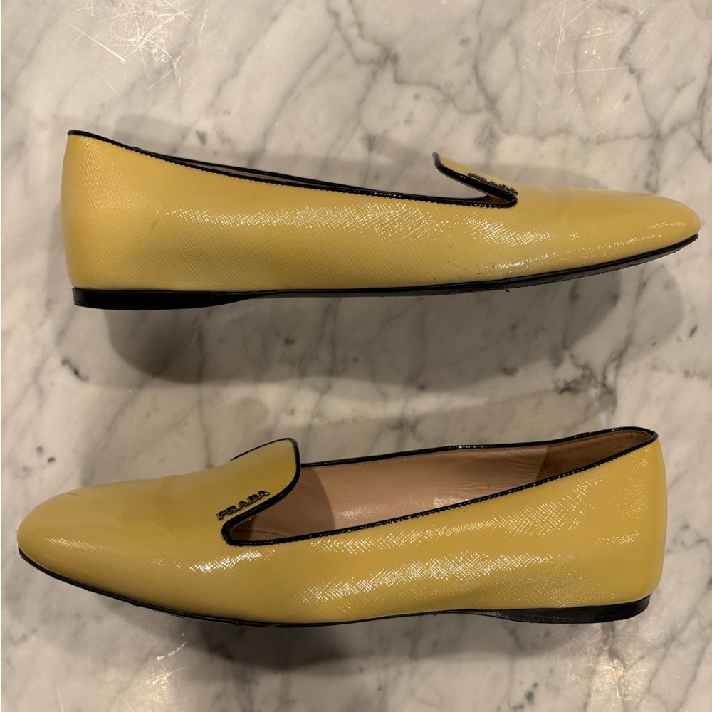 Prada Yellow Flats Sleek Minimalist Design - Picture 4 of 11